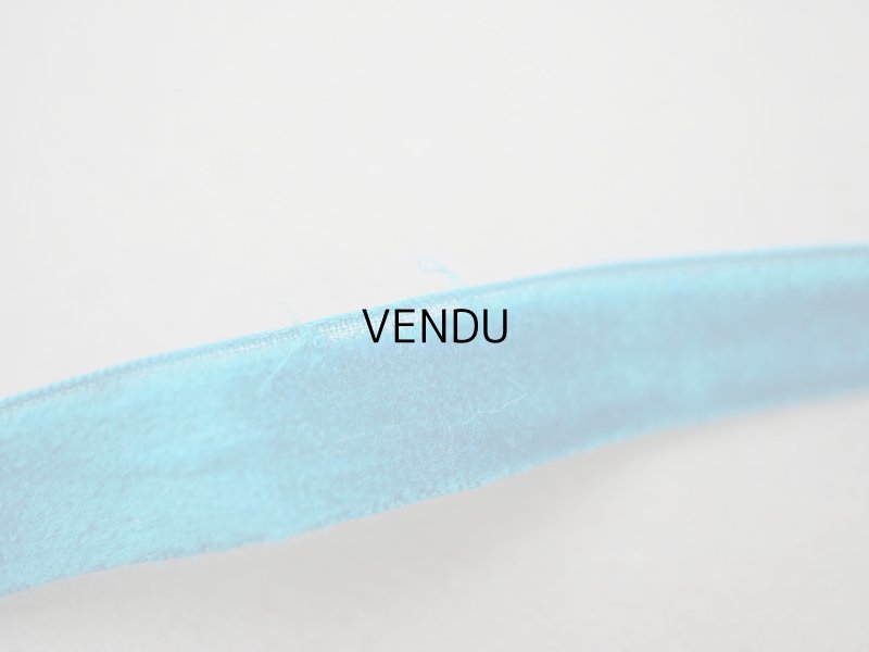 画像6: アンティーク シルク製 ベルベットのリボン ターコイズブルー 　ダブルフェイス　5.45m 1.3cm幅