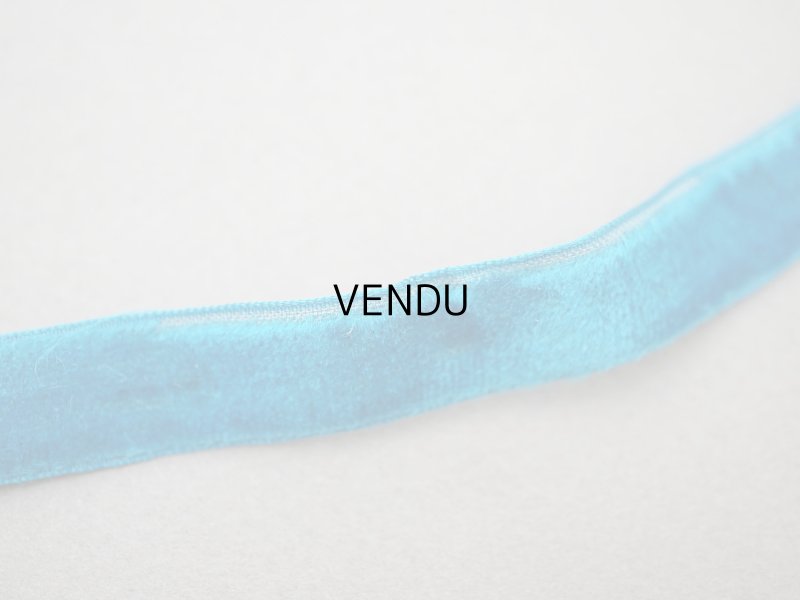 画像5: アンティーク シルク製 ベルベットのリボン ターコイズブルー 　ダブルフェイス　5.45m 1.3cm幅