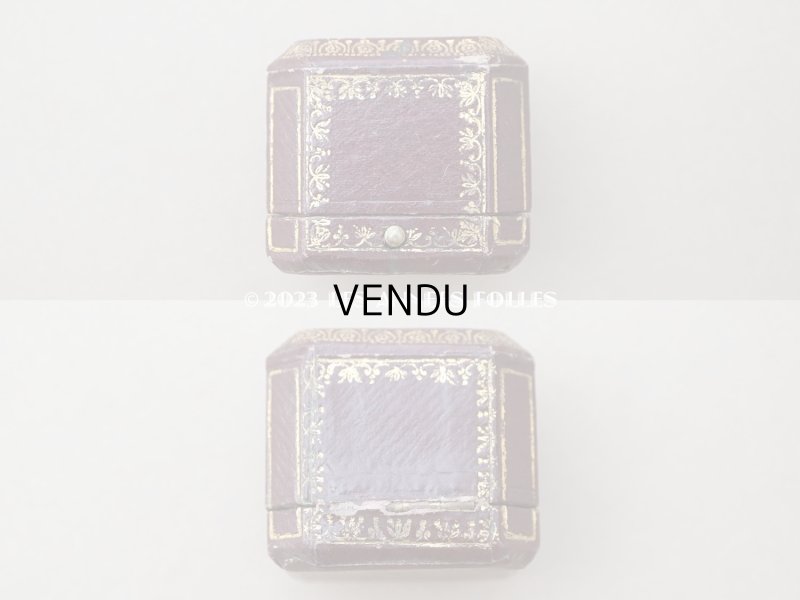 画像3: アンティーク リング用 ジュエリーボックス 金彩入り ボルドー リングボックス