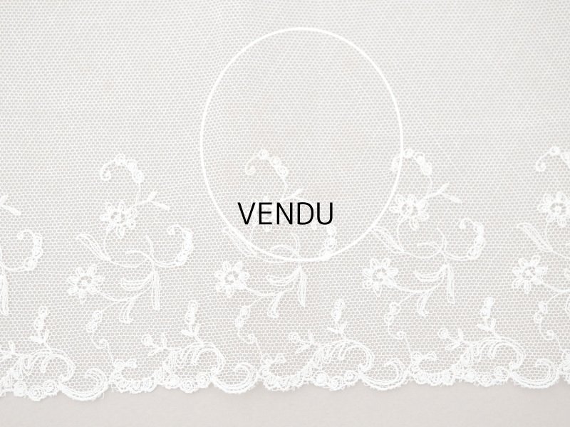 画像7: アンティーク 花の刺繍入り 幅広レース エクリュ　1.4m 幅14.4cm