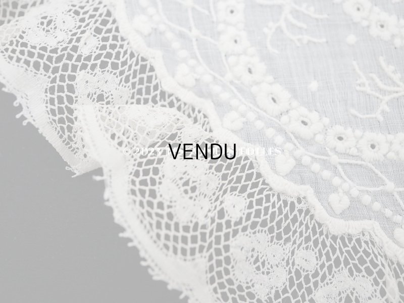 画像5: 19世紀 アンティーク  結婚式のハンカチ ホワイトワーク＆ニードルレース