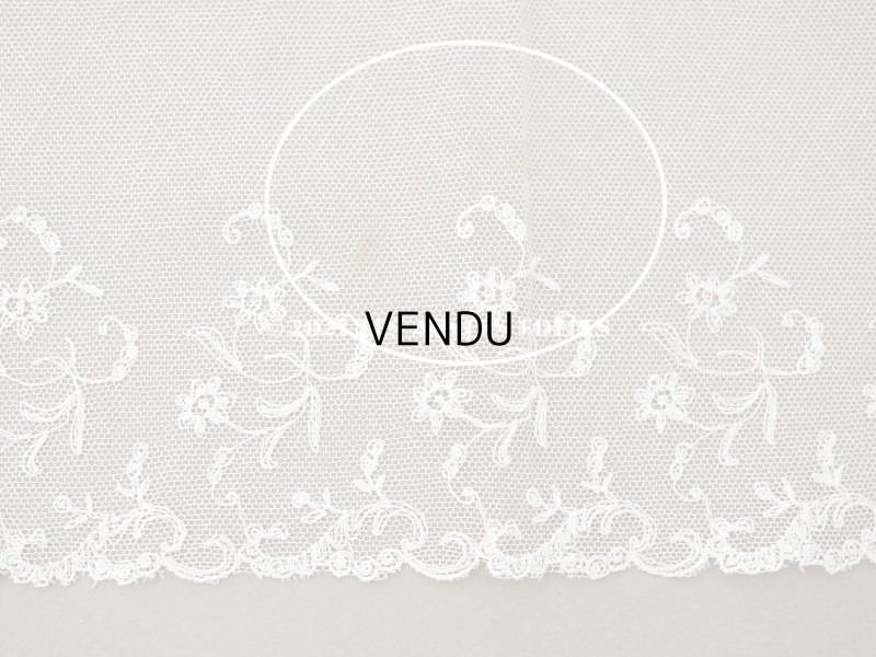 画像5: アンティーク 花の刺繍入り 幅広レース エクリュ　1.4m 幅14.4cm
