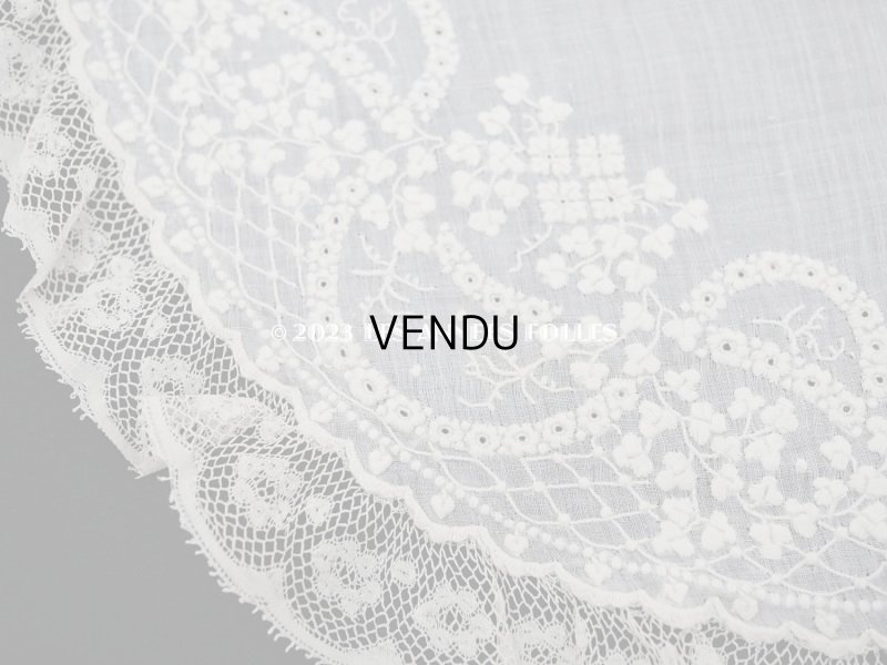 画像4: 19世紀 アンティーク  結婚式のハンカチ ホワイトワーク＆ニードルレース