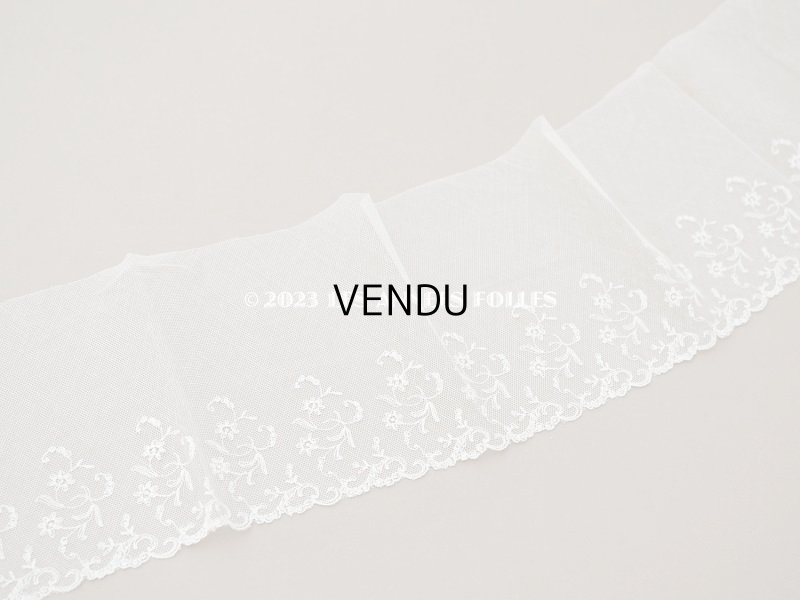 画像4: アンティーク 花の刺繍入り 幅広レース エクリュ　1.4m 幅14.4cm