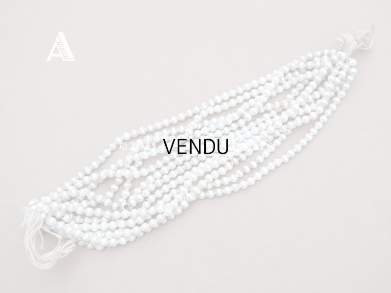 画像4: アンティーク スフレビーズ スノーホワイト　乳白色のコーティング シルバー  5mm 　吹きガラス製 ビーズ