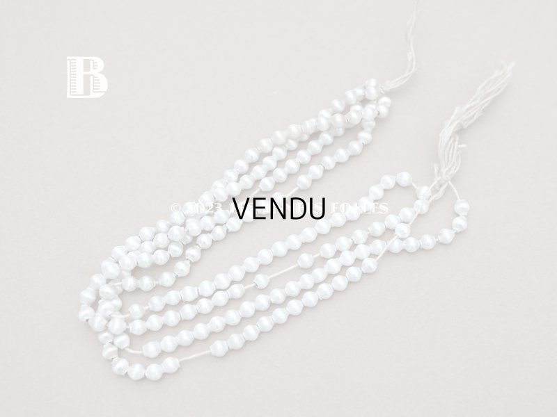 画像5: アンティーク スフレビーズ スノーホワイト　乳白色のコーティング シルバー  5mm 　吹きガラス製 ビーズ