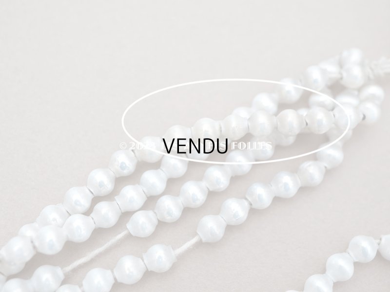 画像7: アンティーク スフレビーズ スノーホワイト　乳白色のコーティング シルバー  5mm 　吹きガラス製 ビーズ