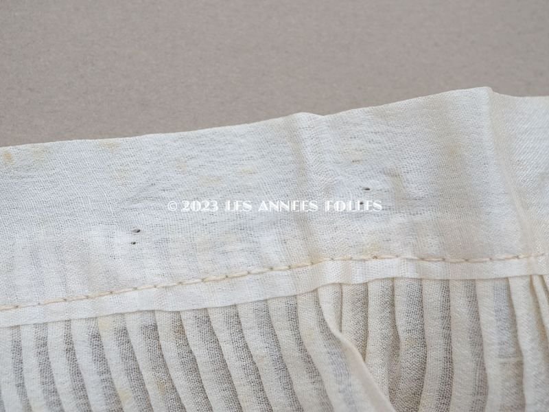 画像10: アンティーク シルク製 幅広 プリーツリボン オフホワイト&アイボリー  11cm幅