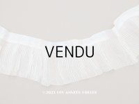 アンティーク シルク製 幅広 プリーツリボン オフホワイト&アイボリー  11cm幅  