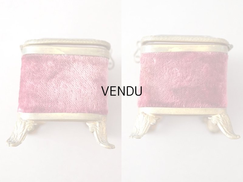 画像5: 19世紀末 アンティーク 小さなジュエリーボックス ボルドーのベルベット＆シルククッション 