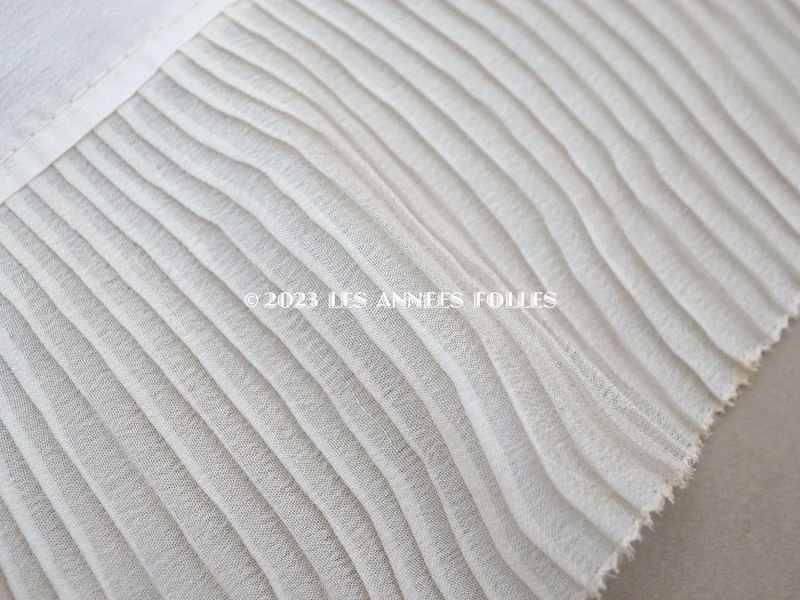 画像5: アンティーク シルク製 幅広 プリーツリボン オフホワイト&アイボリー  11cm幅