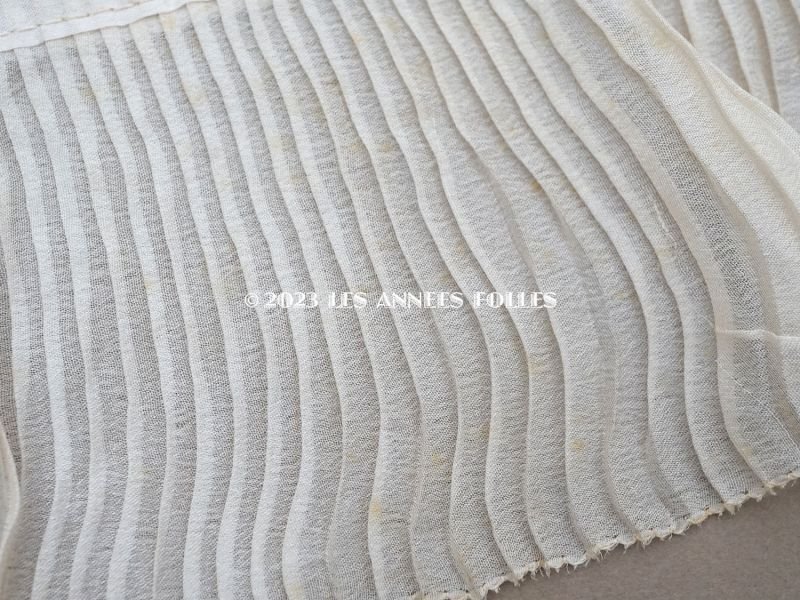 画像12: アンティーク シルク製 幅広 プリーツリボン オフホワイト&アイボリー  11cm幅