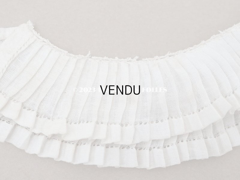 画像4: アンティーク プリーツリボン 2段　レース付き  3.3cm幅  80cm