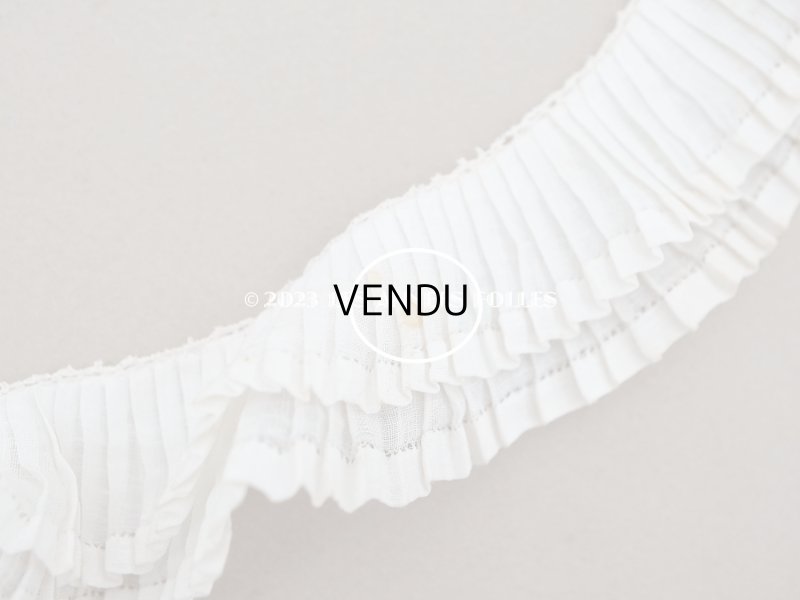 画像6: アンティーク プリーツリボン 2段　レース付き  3.3cm幅  80cm