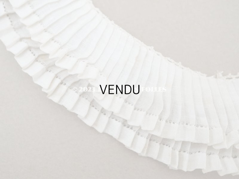 画像7: アンティーク プリーツリボン 2段　レース付き  3.3cm幅  80cm