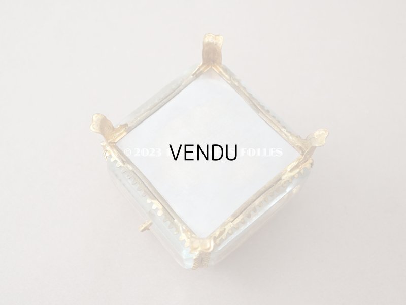 画像3: 19世紀末 アンティーク ジュエリーボックス スモーキーブルーのシルククッション