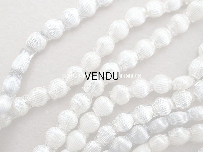 画像4: 1920年代 アンティーク スフレビーズ  ライン入り 平丸 シルバー 4mm 吹きガラス製 ビーズ