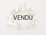 アンティーク 白薔薇の大きな花冠 オフホワイト 布花のティアラ