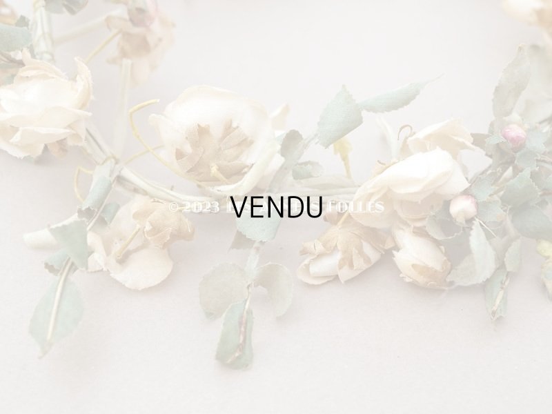 画像7: アンティーク 白薔薇の大きな花冠 オフホワイト 布花のティアラ