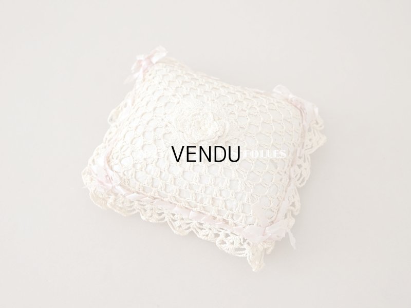 画像2: ＊蚤の市＊アンティーク ピンクッション ピンクのリボン＆クロシェレース