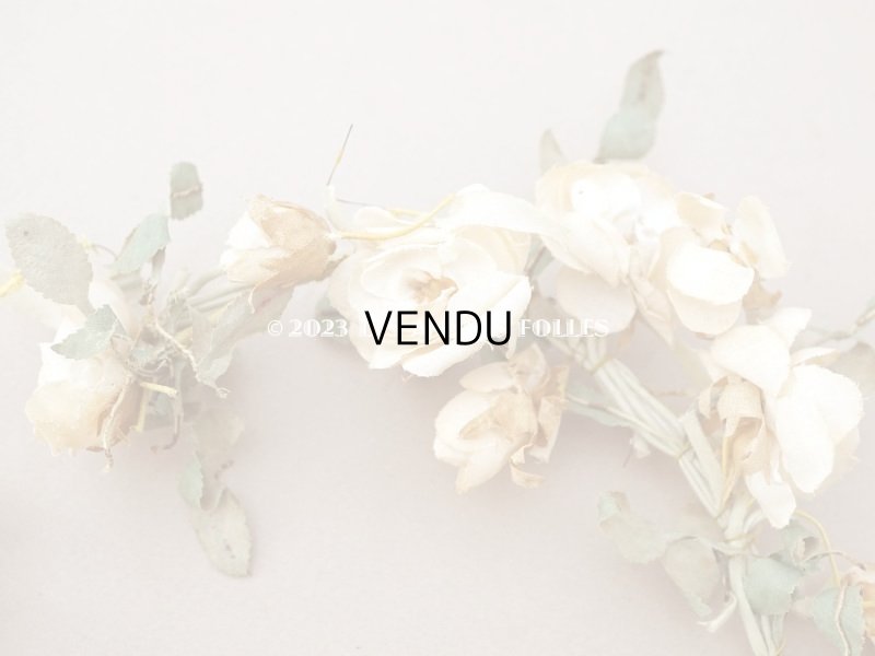 画像5: アンティーク 白薔薇の大きな花冠 オフホワイト 布花のティアラ