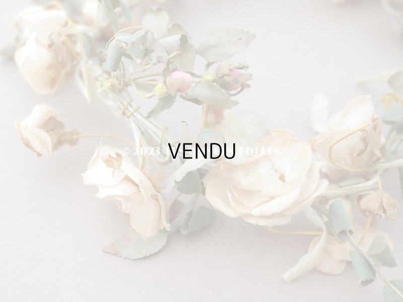 画像8: アンティーク 白薔薇の大きな花冠 オフホワイト 布花のティアラ