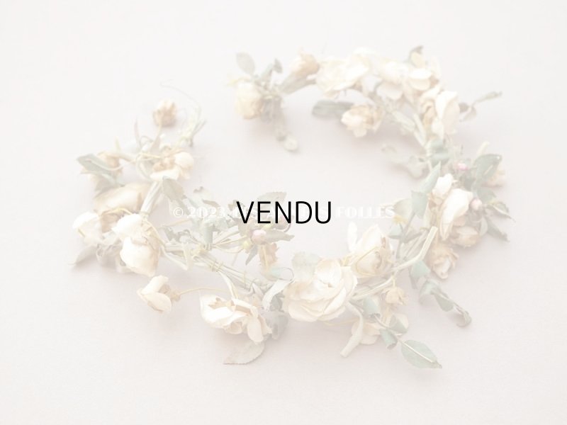 画像4: アンティーク 白薔薇の大きな花冠 オフホワイト 布花のティアラ