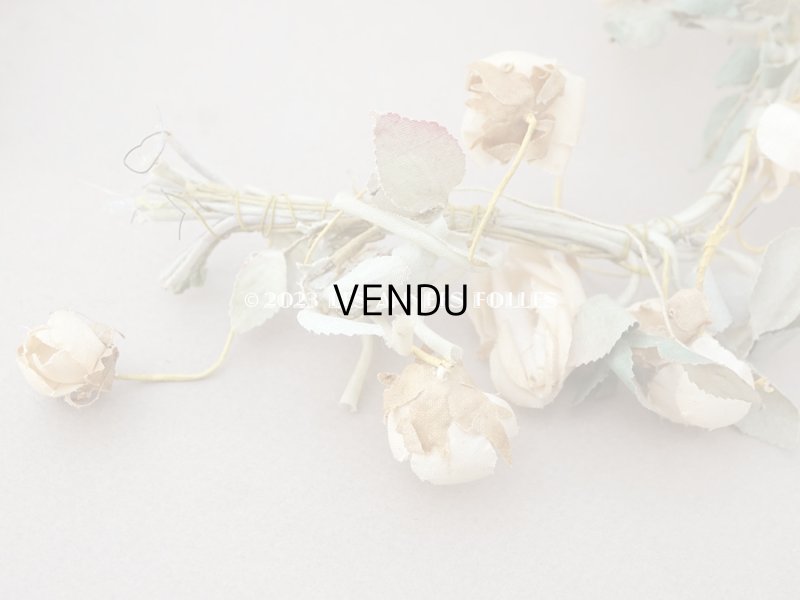 画像10: アンティーク 白薔薇の大きな花冠 オフホワイト 布花のティアラ