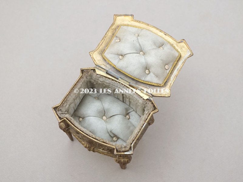 画像6: アンティーク 薔薇&リボンのガーランドのジュエリーケース ルイ16世スタイル パウダーブルーのシルク製クッション