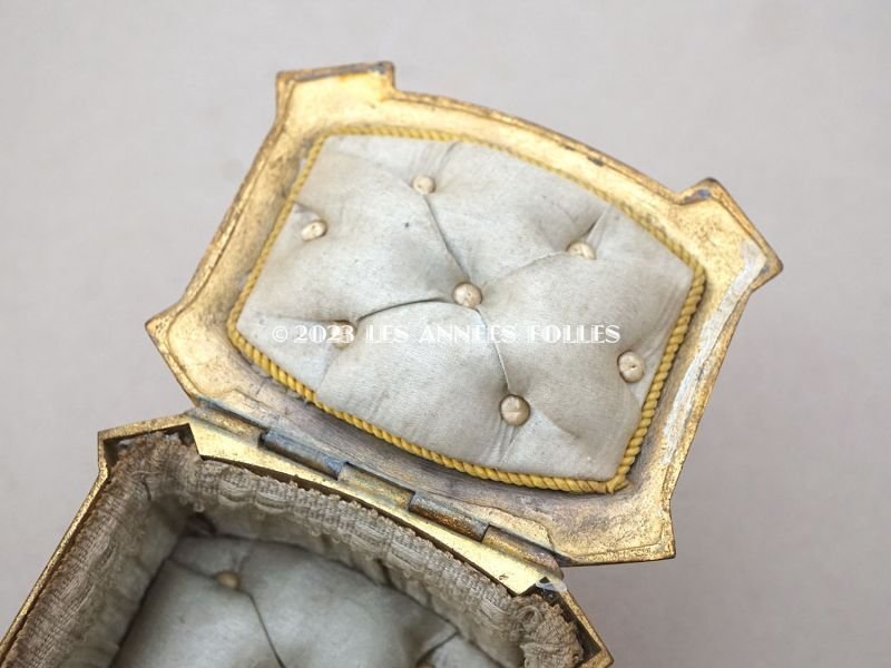 画像7: アンティーク 薔薇&リボンのガーランドのジュエリーケース ルイ16世スタイル パウダーブルーのシルク製クッション