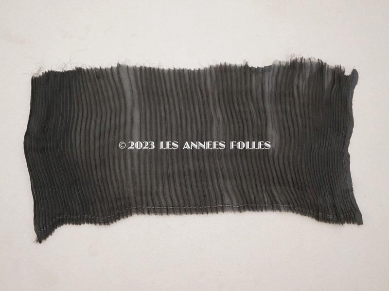 画像2: アンティーク  シルクオーガンジー　幅広 プリーツリボン 黒 約20cm幅  2点セット
