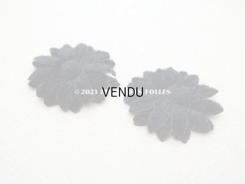 画像4: アンティーク 布花材料  ベルベットの花びらのセット 黒　7ピースのセット 3.7cm