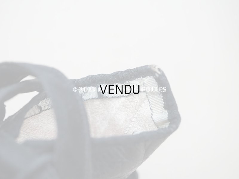 画像16: 19世紀末 アンティーク 大きなリボン付き  小さなレザーシューズ シルクサテンリボンのレースアップ