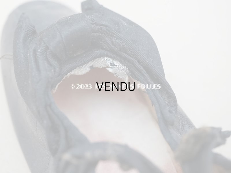 画像17: 19世紀末 アンティーク 大きなリボン付き  小さなレザーシューズ シルクサテンリボンのレースアップ