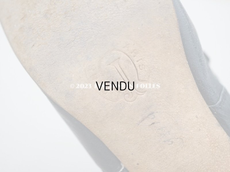 画像12: 19世紀末 アンティーク 大きなリボン付き  小さなレザーシューズ シルクサテンリボンのレースアップ