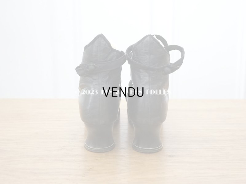 画像3: 19世紀末 アンティーク 大きなリボン付き  小さなレザーシューズ シルクサテンリボンのレースアップ