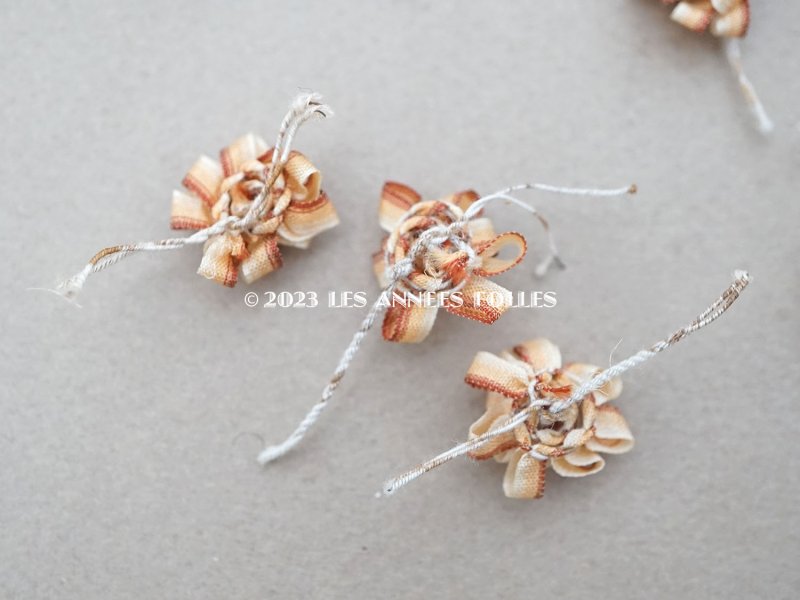 画像5: アンティーク シルク製 ロココモチーフ　ワイヤー付　12点セット ブラウン＆ホワイト