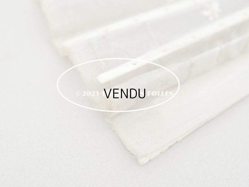 画像14: 19世紀 アンティーク リボン刺繍のファン リボン＆花のガーランド柄 シルク製オリジナルバッグ入り