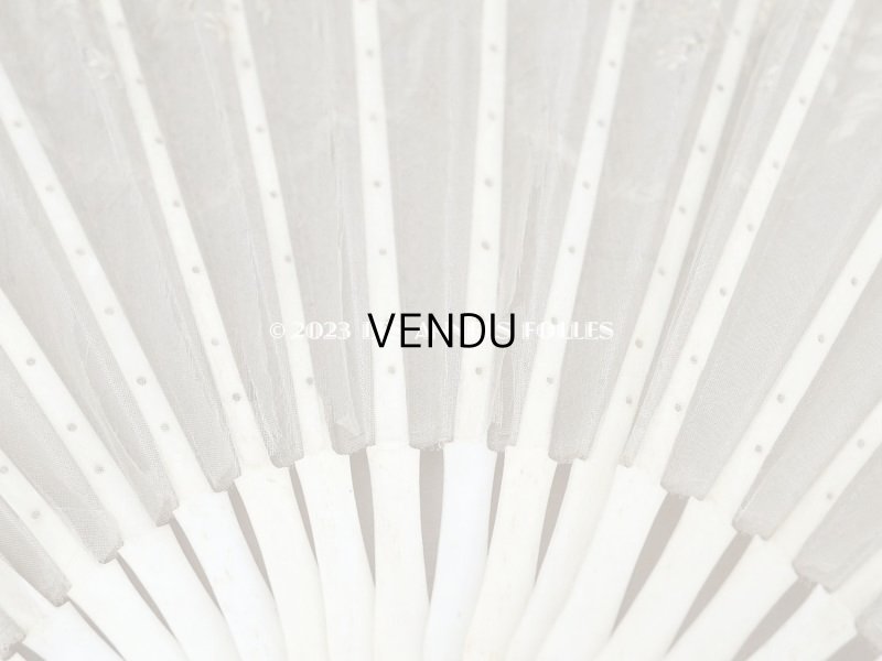 画像15: 19世紀 アンティーク リボン刺繍のファン リボン＆花のガーランド柄 シルク製オリジナルバッグ入り