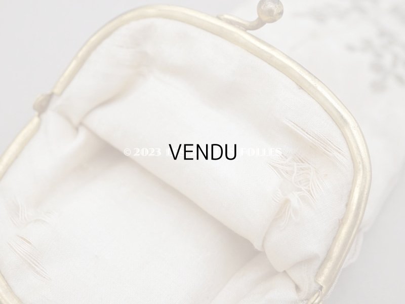 画像23: 19世紀 アンティーク リボン刺繍のファン リボン＆花のガーランド柄 シルク製オリジナルバッグ入り