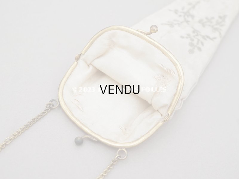 画像22: 19世紀 アンティーク リボン刺繍のファン リボン＆花のガーランド柄 シルク製オリジナルバッグ入り