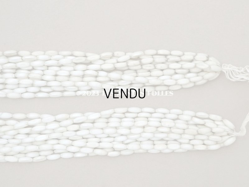 画像8:  アンティーク スフレビーズ マーキス型 ライン入り ホワイトシルバー  4×9mm  約390ピース 吹きガラス製 ビーズ