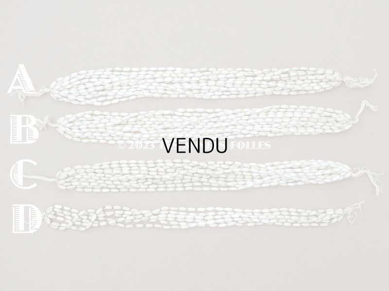 画像6:  アンティーク スフレビーズ マーキス型 ライン入り ホワイトシルバー  4×9mm  約390ピース 吹きガラス製 ビーズ