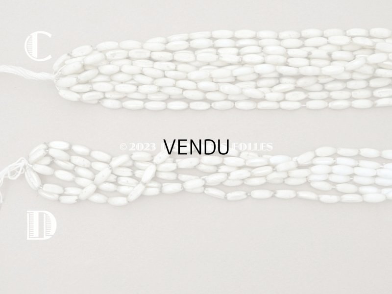 画像9:  アンティーク スフレビーズ マーキス型 ライン入り ホワイトシルバー  4×9mm  約390ピース 吹きガラス製 ビーズ