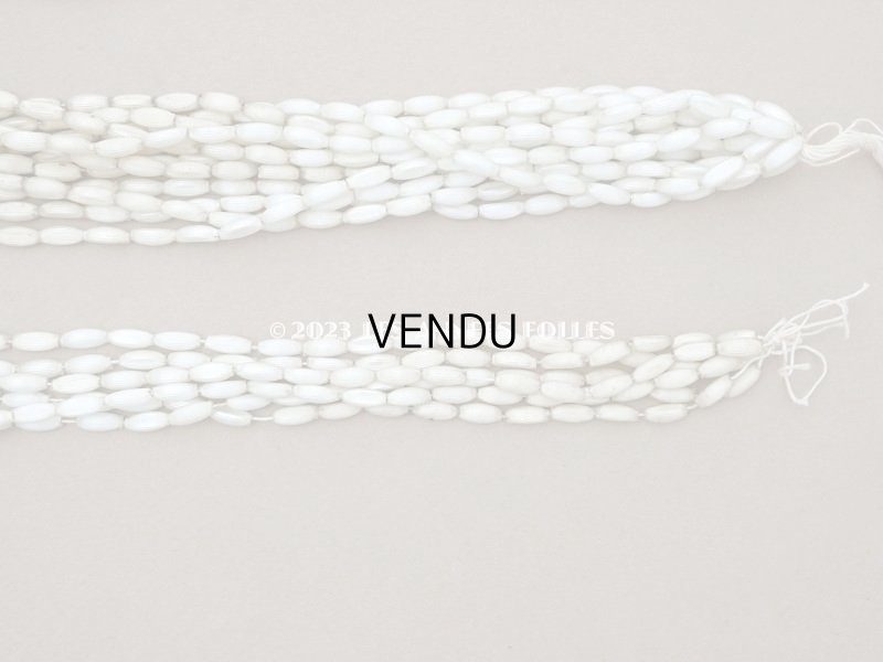 画像10:  アンティーク スフレビーズ マーキス型 ライン入り ホワイトシルバー  4×9mm  約390ピース 吹きガラス製 ビーズ