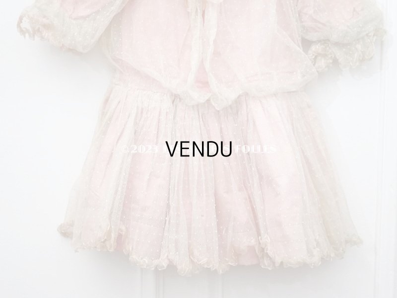 画像14: 1900年頃 アンティーク 小さな女の子のドレス ピンクのストライプ柄 レース付き