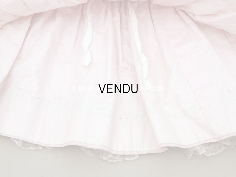 画像17: 1900年頃 アンティーク 小さな女の子のドレス ピンクのストライプ柄 レース付き