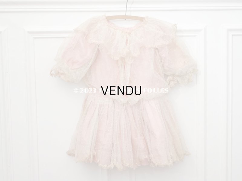 画像12: 1900年頃 アンティーク 小さな女の子のドレス ピンクのストライプ柄 レース付き