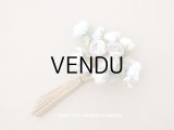 アンティーク 淡いブルー＆ホワイトの薔薇の布花