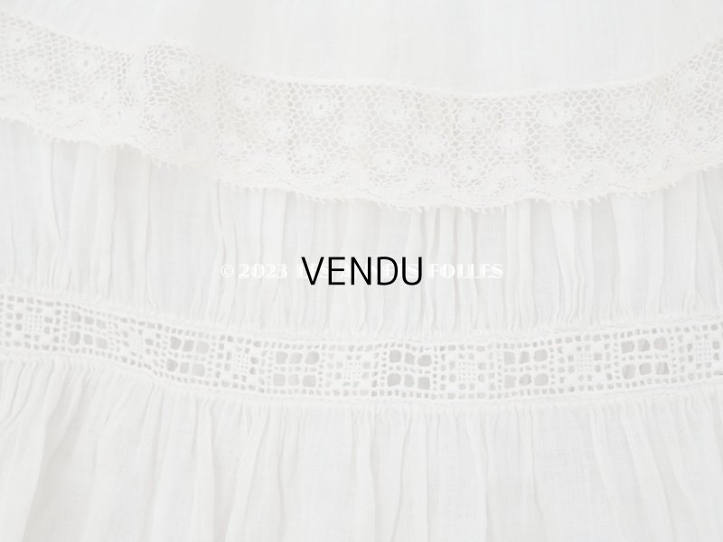 画像7: 1900年頃 アンティーク ドール用ドレス　オフホワイト ベビー用ドレス リノン＆ヴァランシエンヌレース